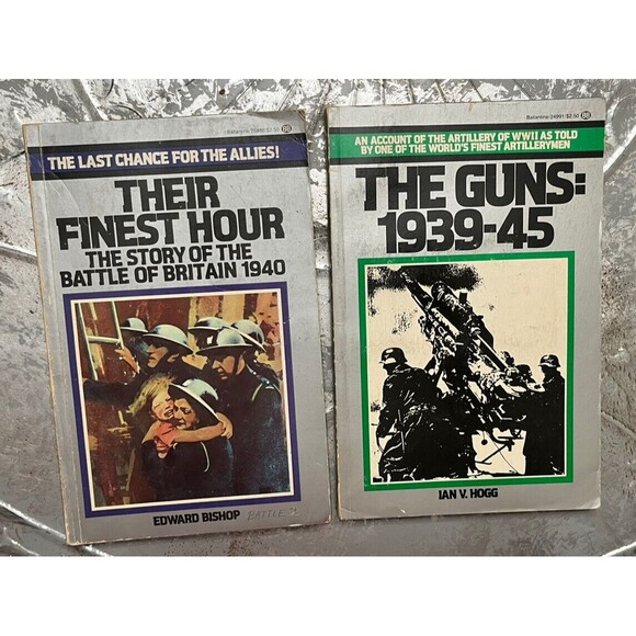Ballantine's WWII Lot 2 Silver Ed THEIR FINEST HOUR Battle Britain GUNS 1939-45 - Picture 1 of 5